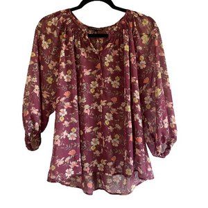 Victoria's Secret/floral sheer button-up blouse, size S/P